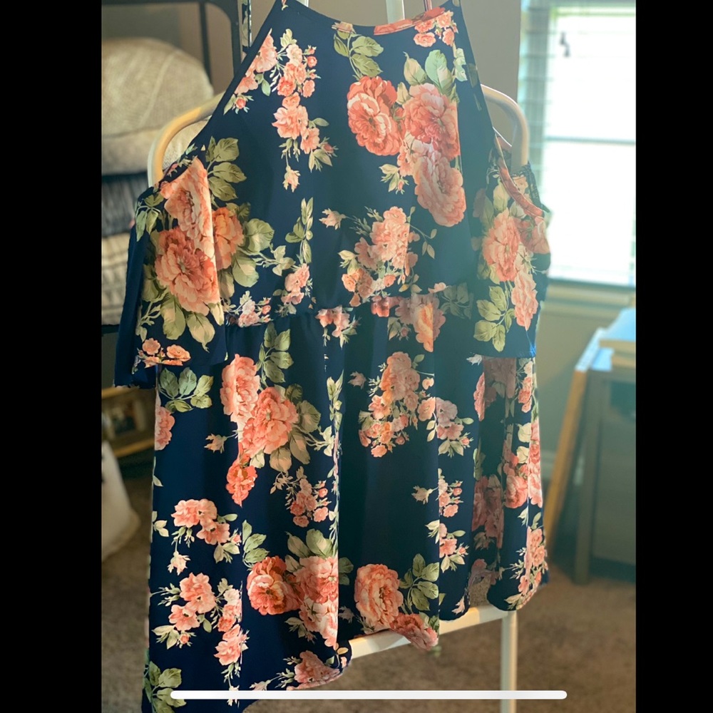 Shein cold shoulder summer floral dress
